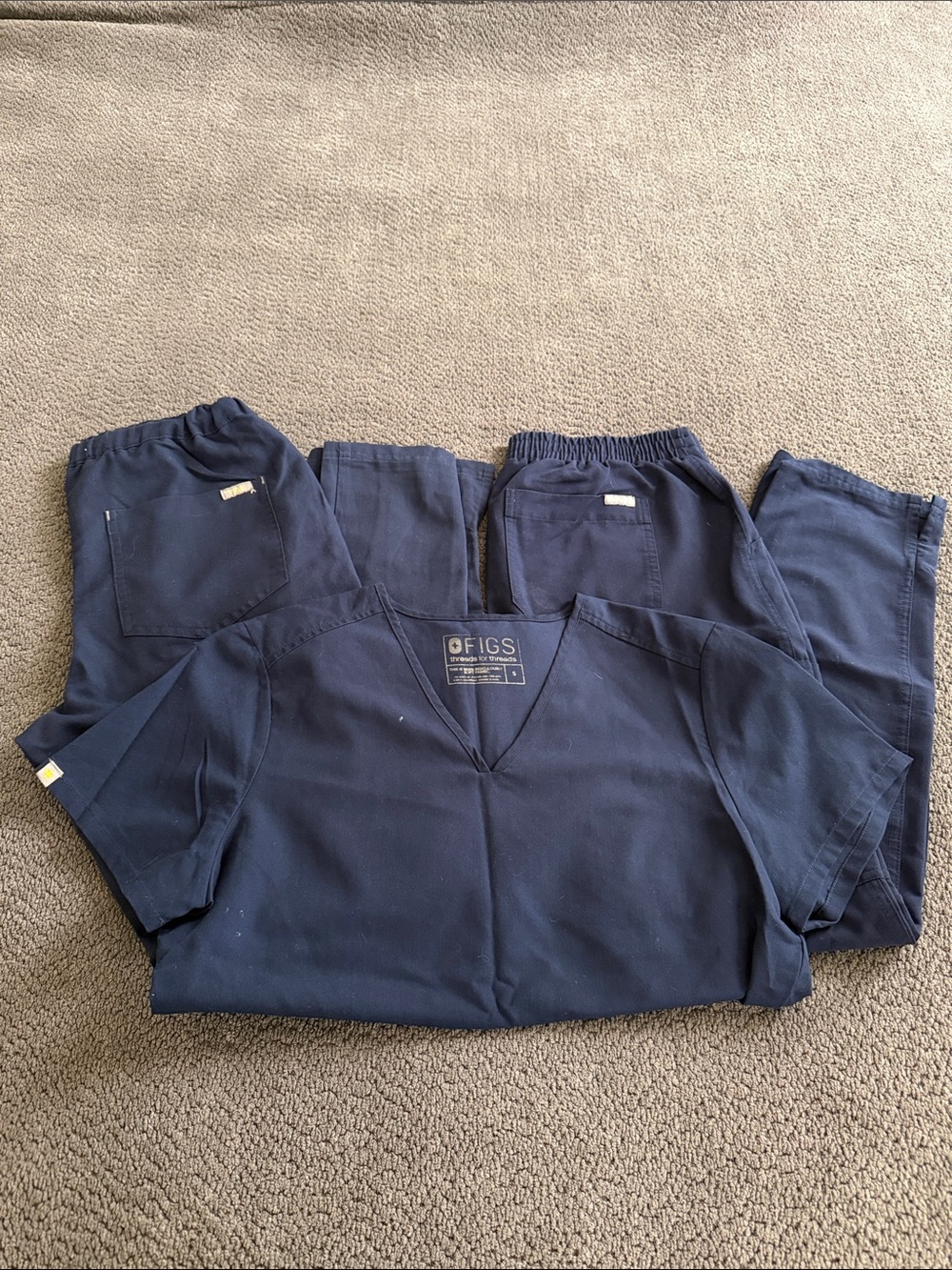 Figs Women's Navy Scrub Top and Jogger Pants Set